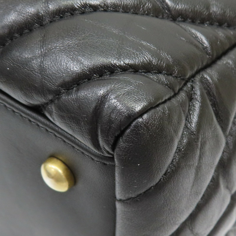 黑色 山形紋 牛皮 两用包 金扣【CHANEL 香奈兒】-14