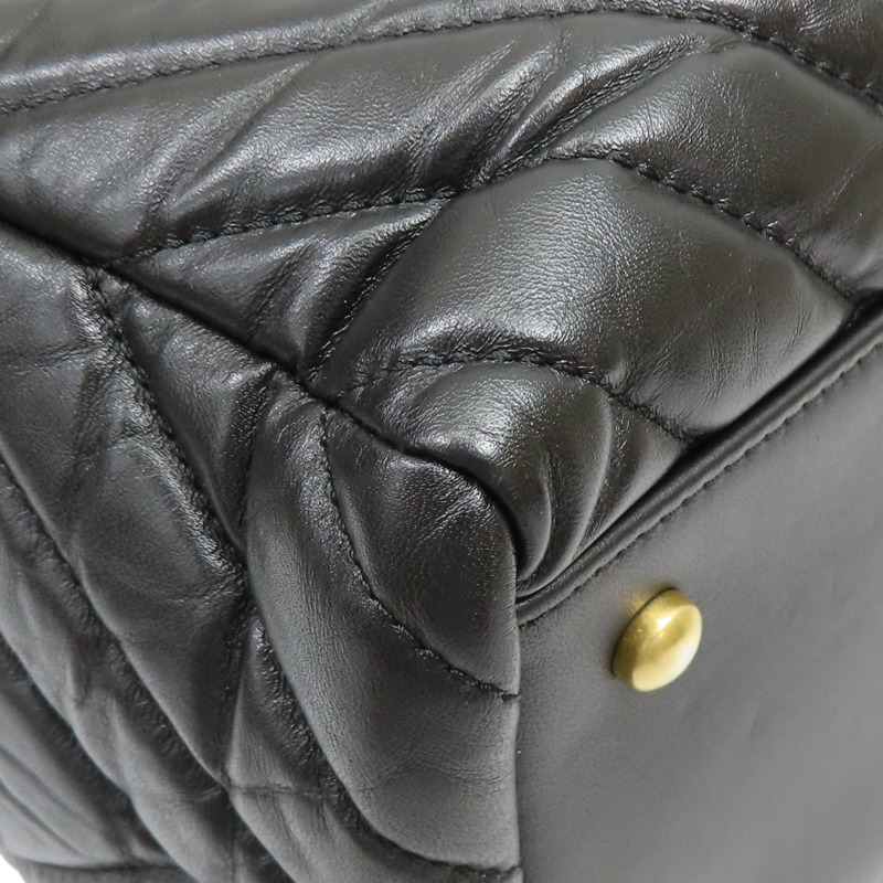 黑色 山形紋 牛皮 两用包 金扣【CHANEL 香奈兒】-15