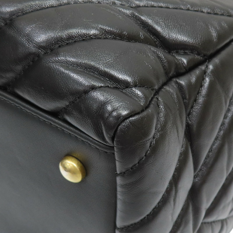 黑色 山形紋 牛皮 两用包 金扣【CHANEL 香奈兒】-16