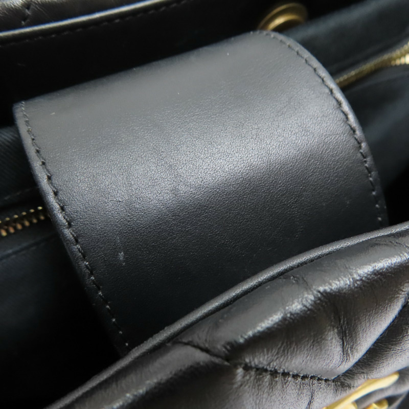 黑色 山形紋 牛皮 两用包 金扣【CHANEL 香奈兒】-17