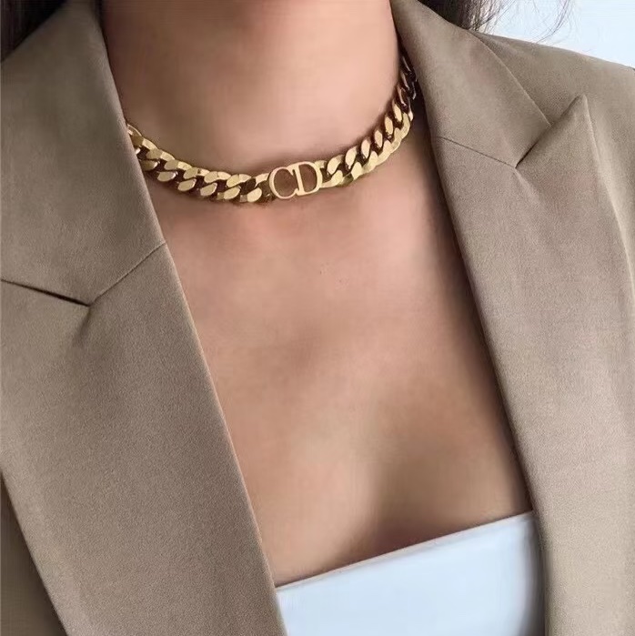 Dior爆款 CD 粗鏈Choker 鎖骨鍊 金-32