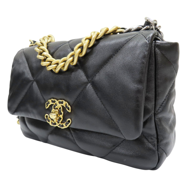 黑色 羊皮 19 Bag 26cm 鍊帶 肩背包 AS1160-2