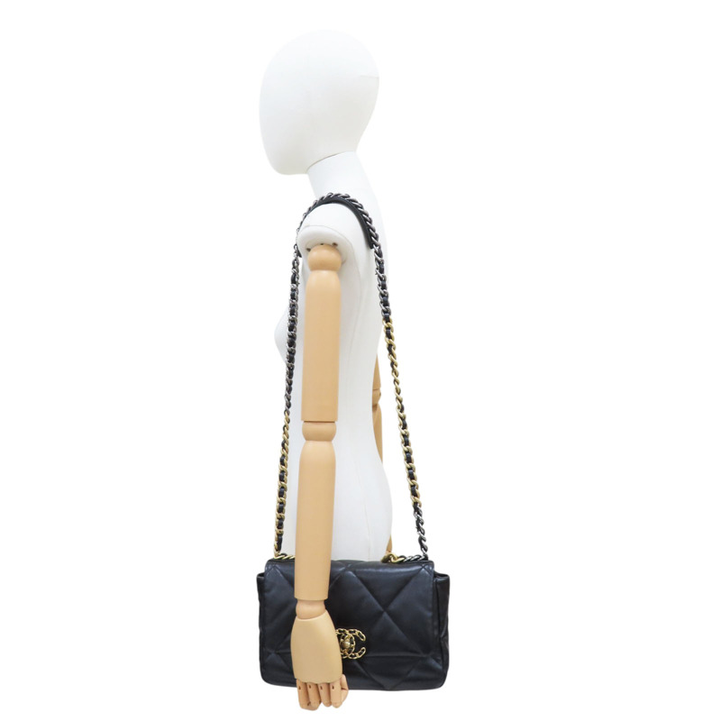 黑色 羊皮 19 Bag 26cm 鍊帶 肩背包 AS1160-7