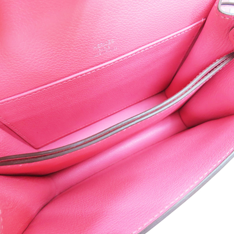 杜鵑桃粉 Evergrain牛皮 Mini Roulis 18 肩背包 C刻 銀扣-4