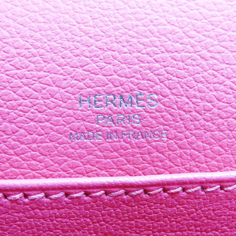 杜鵑桃粉 Evergrain牛皮 Mini Roulis 18 肩背包 C刻 銀扣-5