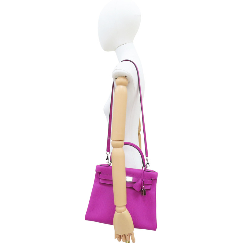 玫瑰紫 TOGO牛皮 kelly 28 两用包 銀扣 A刻-8