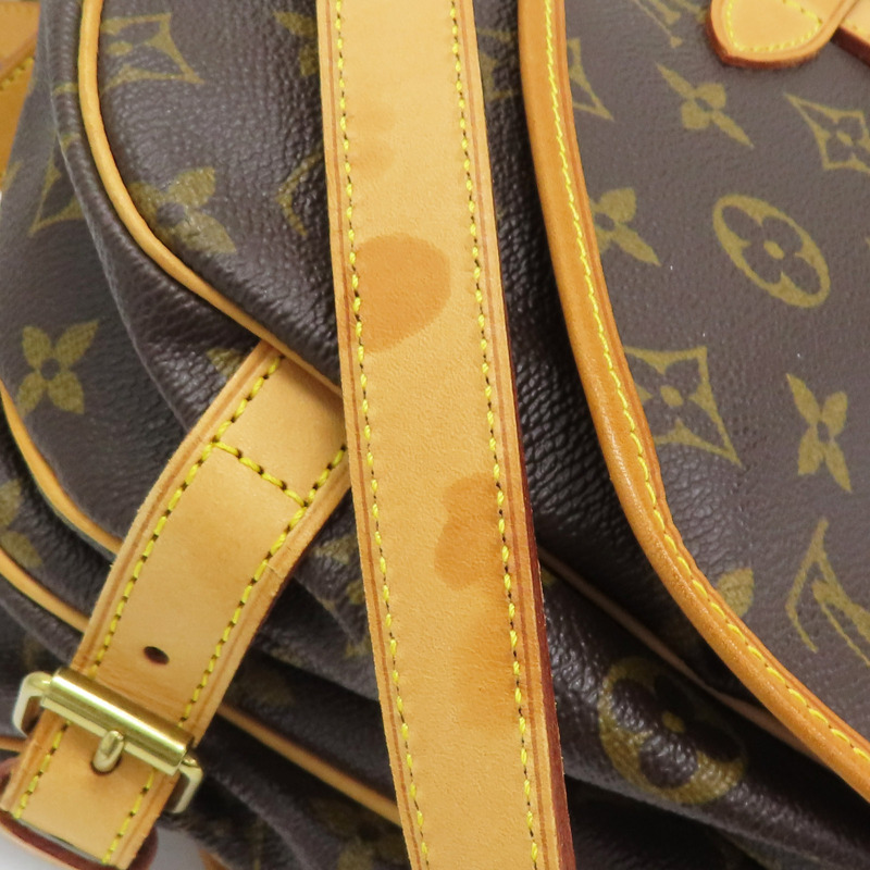 棕色 原花帆布 Saumur 30 肩背包【LOUIS VUITTON LV 路易威登】 M42256-16