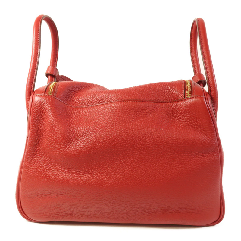 HERMES Clemence皮革Lindy 30金扣手挽肩背兩用袋 Rouge Tomate-1