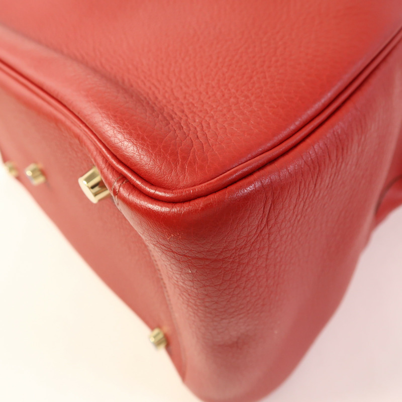 HERMES Clemence皮革Lindy 30金扣手挽肩背兩用袋 Rouge Tomate-10