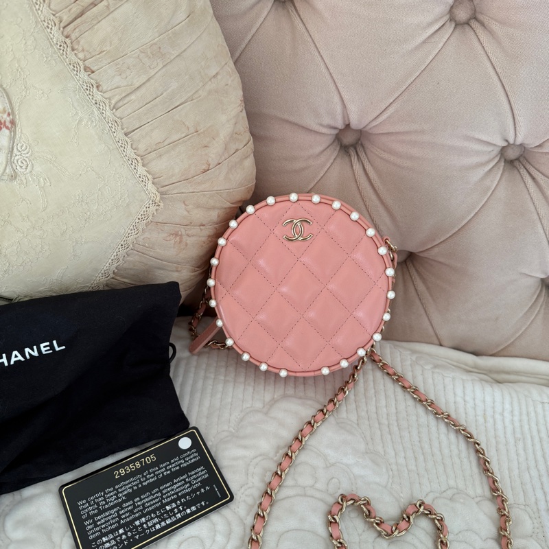 Chanel珍珠 限量 粉色 鏈條包 難得一見款 割愛-1