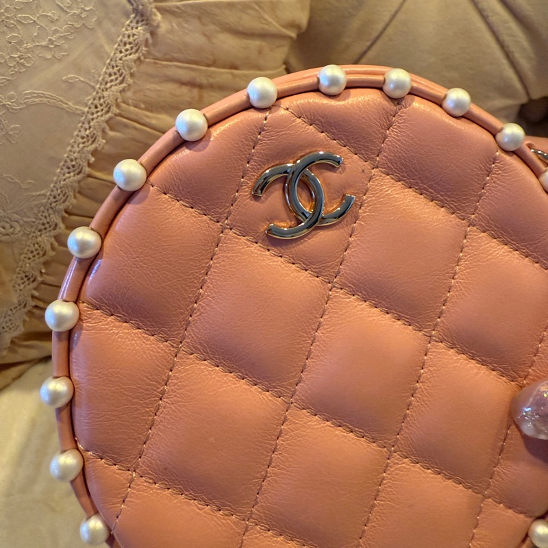 Chanel珍珠 限量 粉色 鏈條包 難得一見款 割愛-2