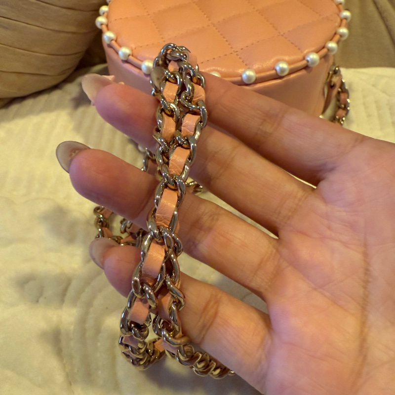 Chanel珍珠 限量 粉色 鏈條包 難得一見款 割愛-4