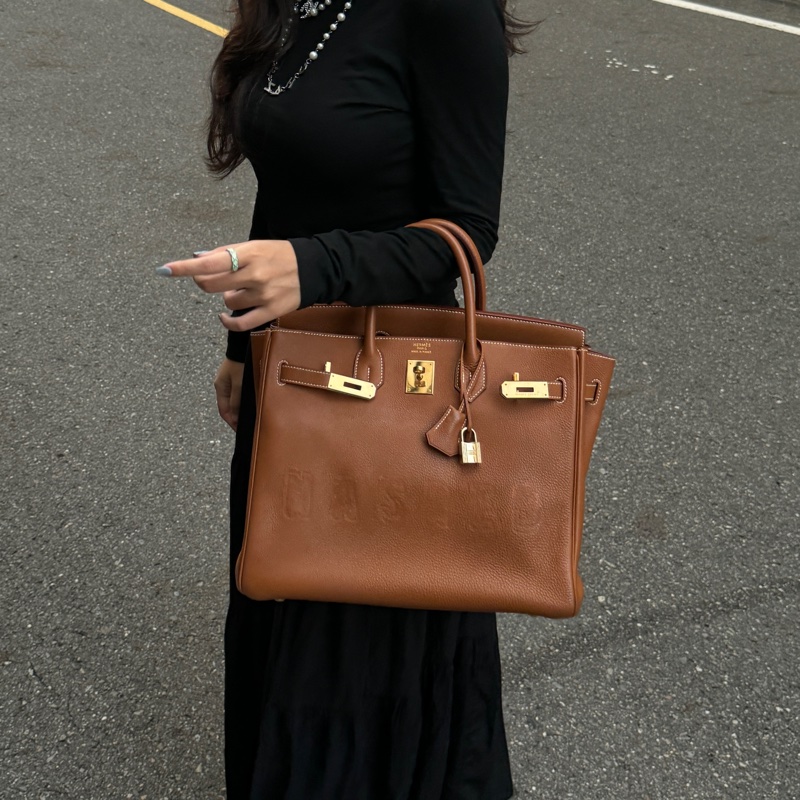 (極新!金棕金釦) Hermes Birkin HAC 32 金棕金 鉑金包-1
