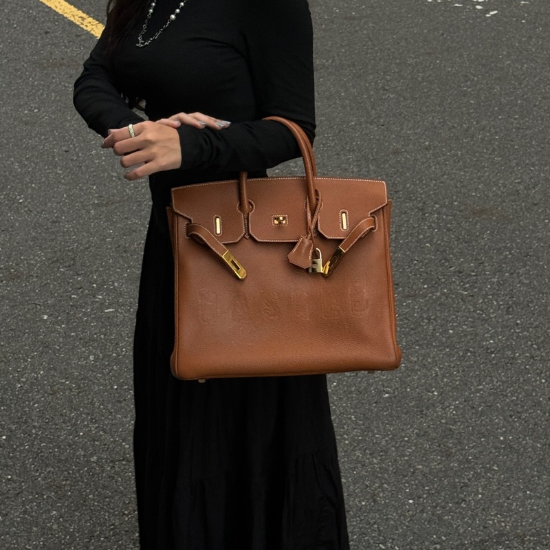 (極新!金棕金釦) Hermes Birkin HAC 32 金棕金 鉑金包-4