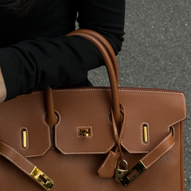 (極新!金棕金釦) Hermes Birkin HAC 32 金棕金 鉑金包-5