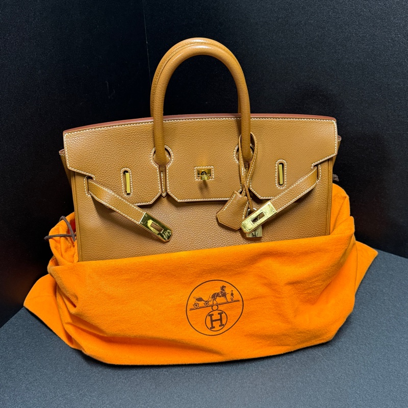 (極新!金棕金釦) Hermes Birkin HAC 32 金棕金 鉑金包-8