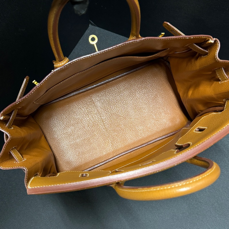 (極新!金棕金釦) Hermes Birkin HAC 32 金棕金 鉑金包-20