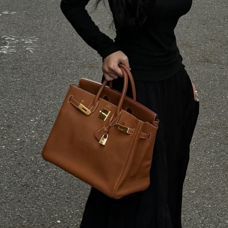 (極新!金棕金釦) Hermes Birkin HAC 32 金棕金 鉑金包-33