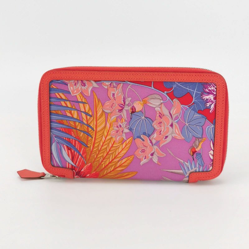 Hermes 牛皮桑蠶絲拼色皮夾-3