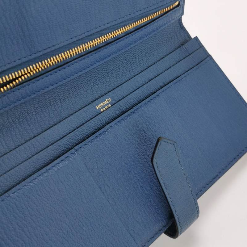 Hermes Bearn 小號 羊皮 純色 標誌H袢帶 皮夾-5