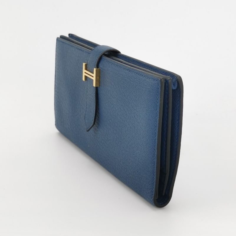 Hermes Bearn 小號 羊皮 純色 標誌H袢帶 皮夾-6