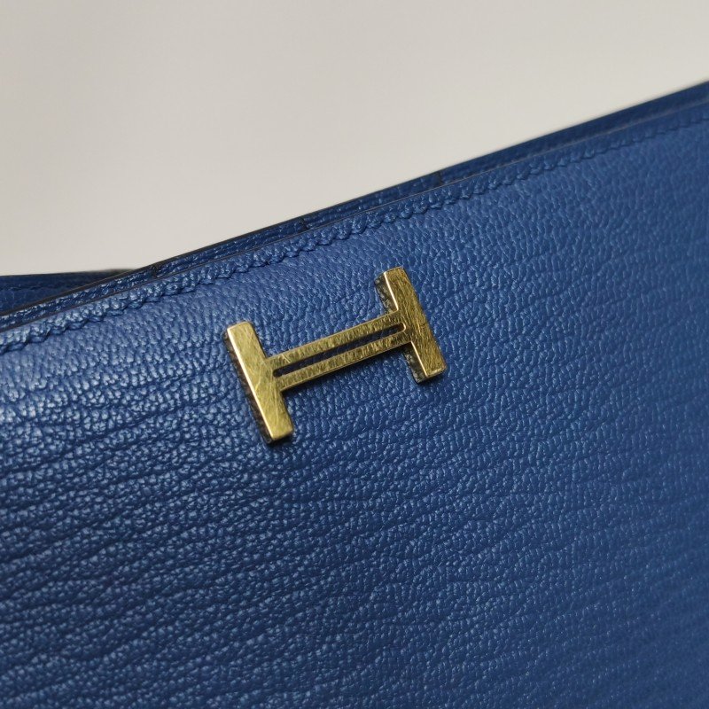 Hermes Bearn 小號 羊皮 純色 標誌H袢帶 皮夾-8