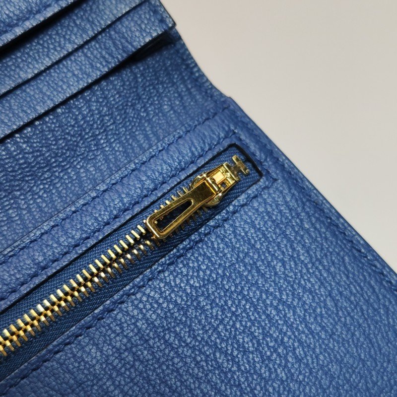 Hermes Bearn 小號 羊皮 純色 標誌H袢帶 皮夾-9