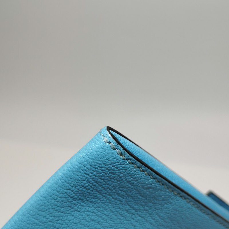 Hermes Cinhetic 18 不对称 H型 封口 斜挎单肩包 Chamkila 羊皮 银扣 7N糖果蓝 D刻-13