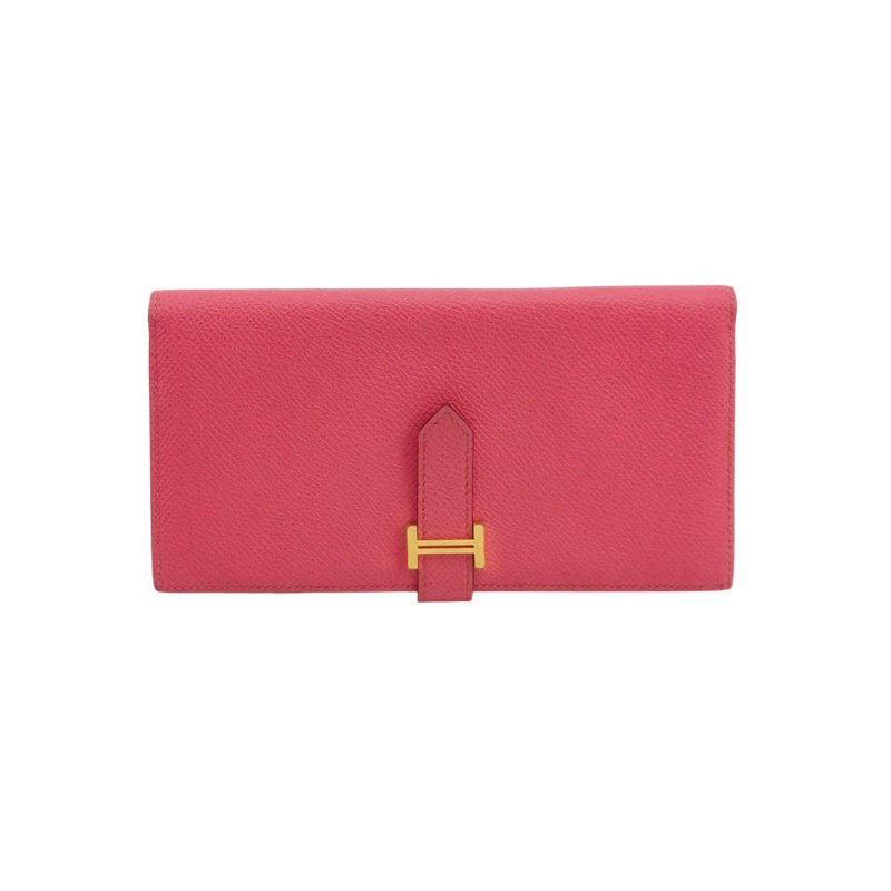 Hermes Bearn 小號 牛皮 純色標誌 H袢帶 皮夾-0