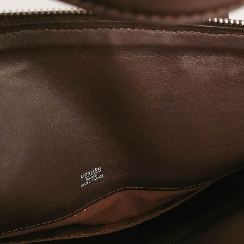 Hermes Heeboo 拼色 拉鍊 手提包 帆布 Hunter牛皮 銀扣 0G馬鞍紅 紅棕色框 J刻-7