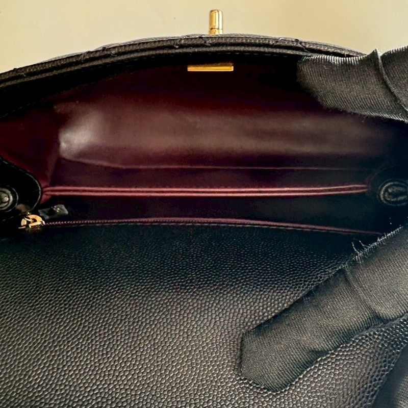 Chanel 淡金鍊帶黑荔枝皮coco handle 23-16