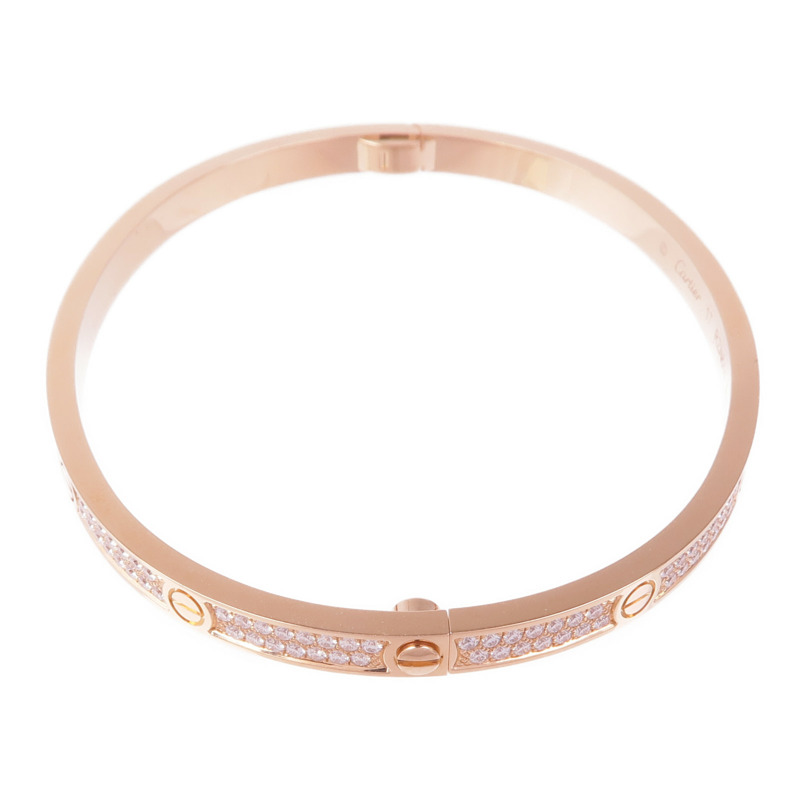 CARTIER 18K玫瑰金/鑽石Love Bracelet SM Full Diamond鑽石手鐲Cartier#17-1