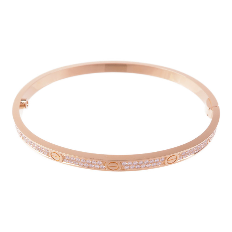CARTIER 18K玫瑰金/鑽石Love Bracelet SM Full Diamond鑽石手鐲Cartier#17-2