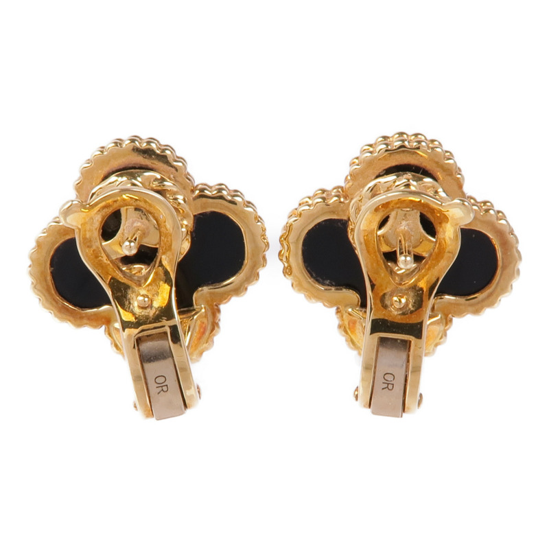 Van Cleef & Arpels 18K黃金Vintage Alhambra Earrings縞瑪瑙耳環-2