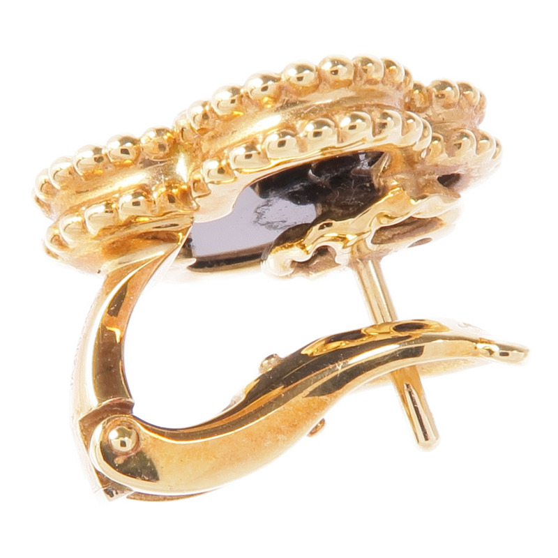 Van Cleef & Arpels 18K黃金Vintage Alhambra Earrings縞瑪瑙耳環-4