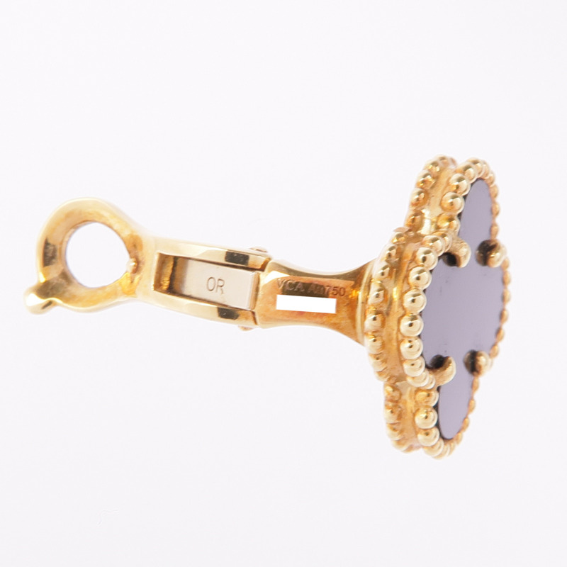 Van Cleef & Arpels 18K黃金Vintage Alhambra Earrings縞瑪瑙耳環-5