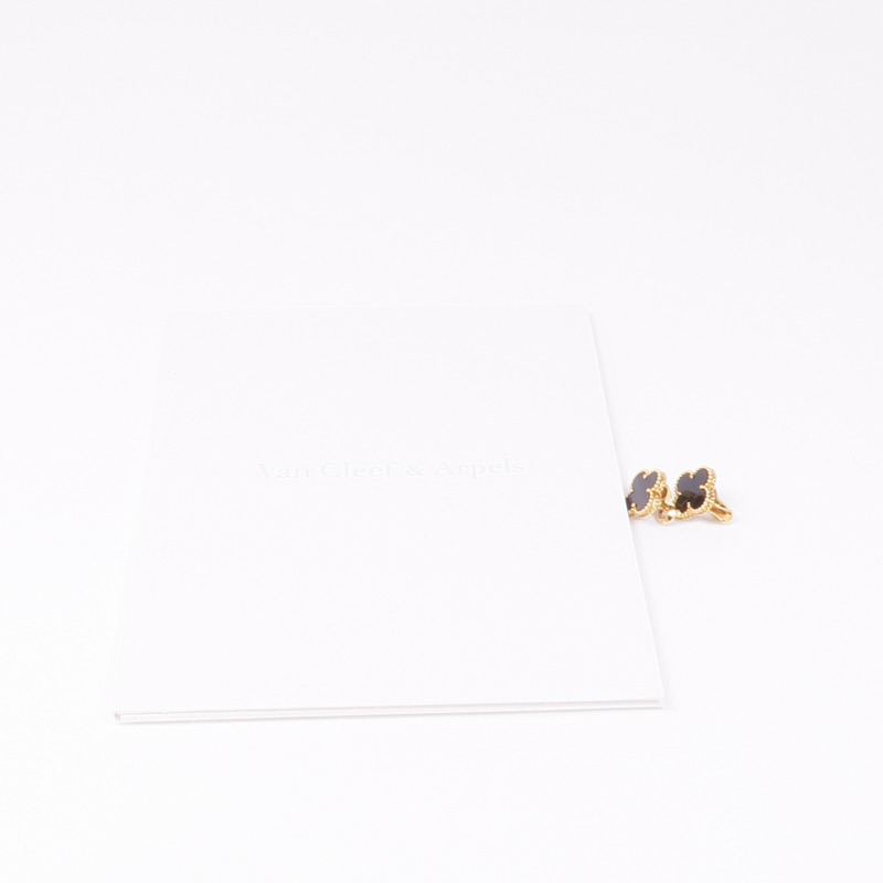 Van Cleef & Arpels 18K黃金Vintage Alhambra Earrings縞瑪瑙耳環-7