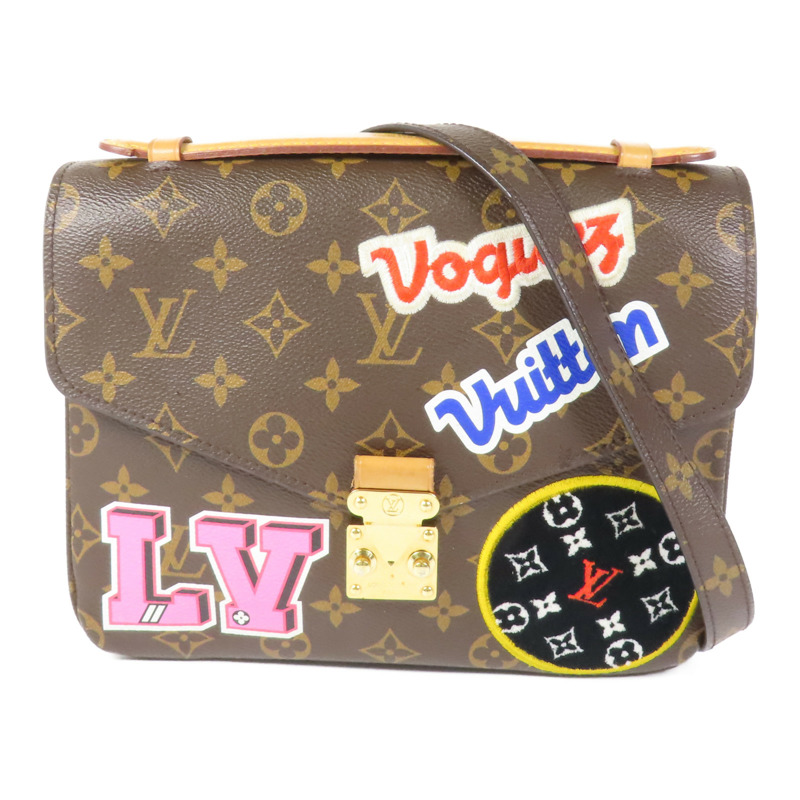 LOUIS VUITTON Monogram Patches Pochette Metis金扣手挽肩背兩用袋棕色-0