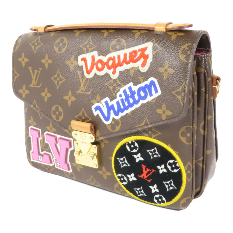 LOUIS VUITTON Monogram Patches Pochette Metis金扣手挽肩背兩用袋棕色-1