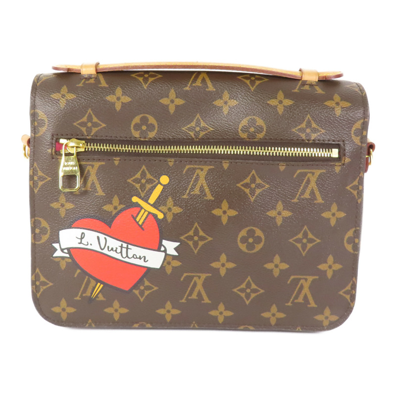 LOUIS VUITTON Monogram Patches Pochette Metis金扣手挽肩背兩用袋棕色-2