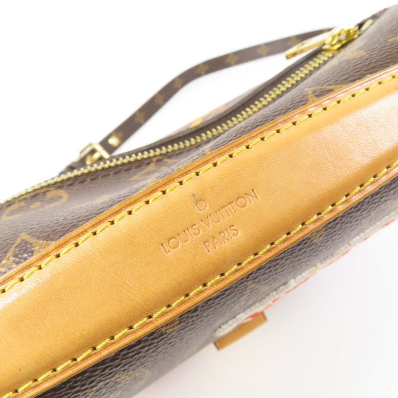 LOUIS VUITTON Monogram Patches Pochette Metis金扣手挽肩背兩用袋棕色-10