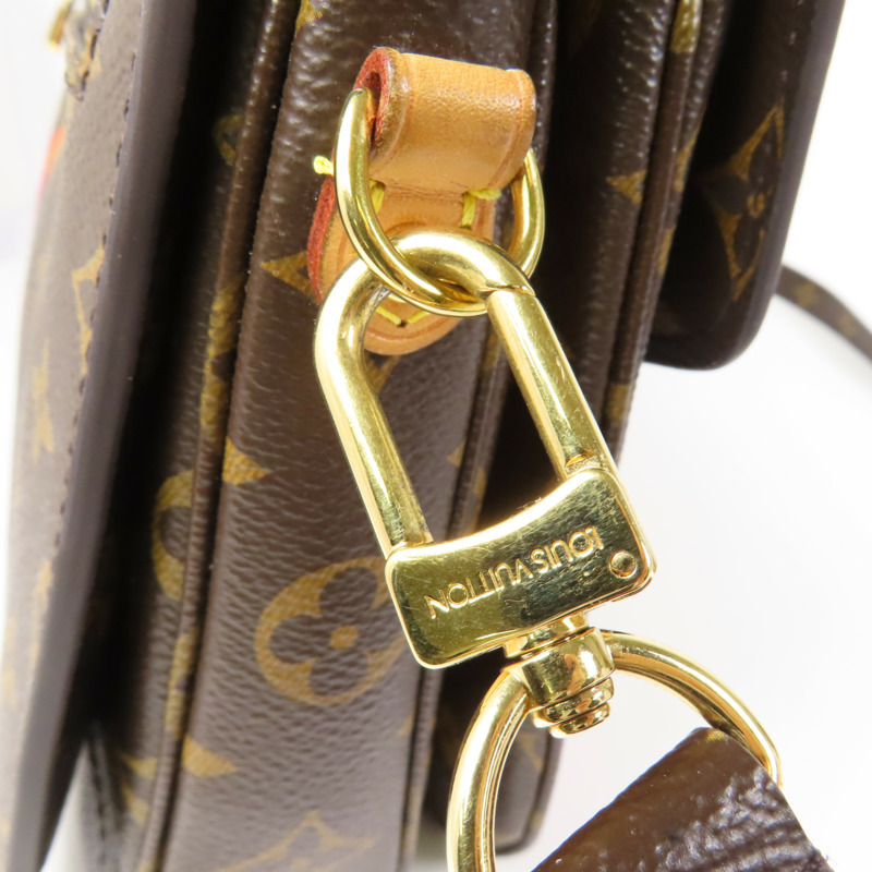 LOUIS VUITTON Monogram Patches Pochette Metis金扣手挽肩背兩用袋棕色-13