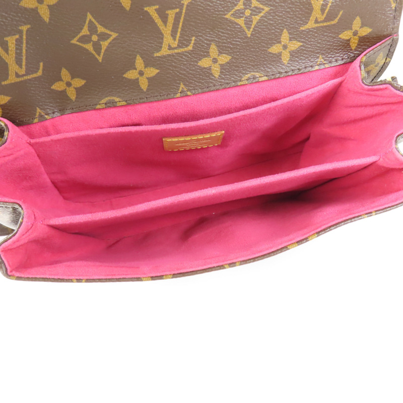 LOUIS VUITTON Monogram Patches Pochette Metis金扣手挽肩背兩用袋棕色-14