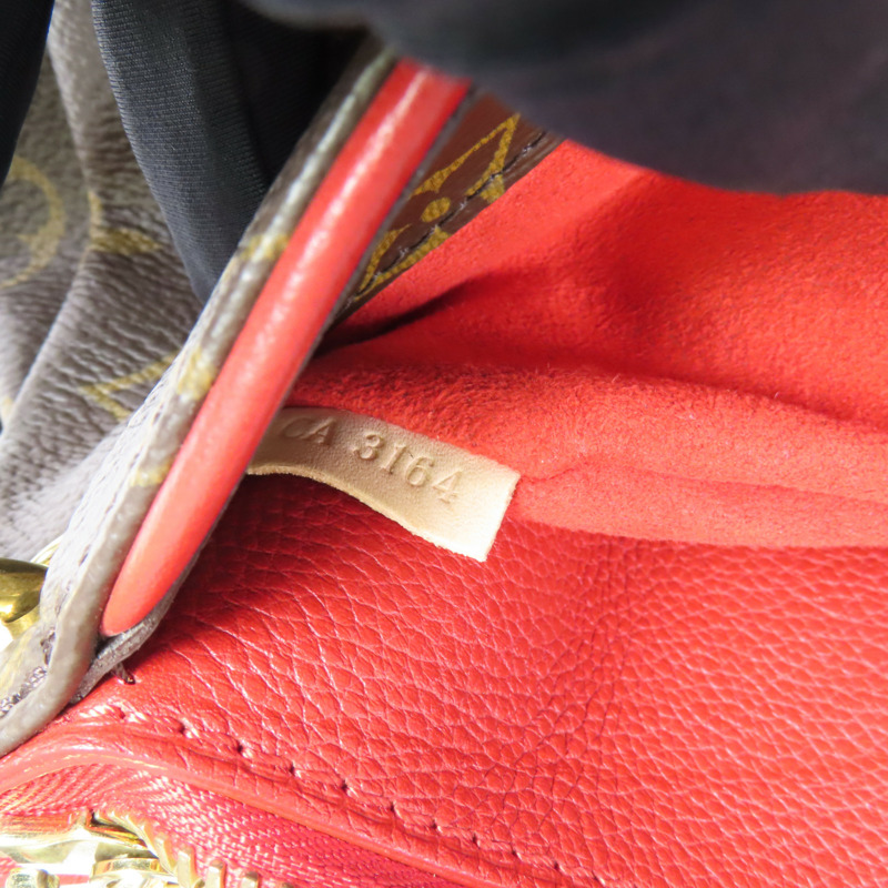 LOUIS VUITTON Monogram Pallas金扣手挽肩背兩用袋棕色/紅色-10