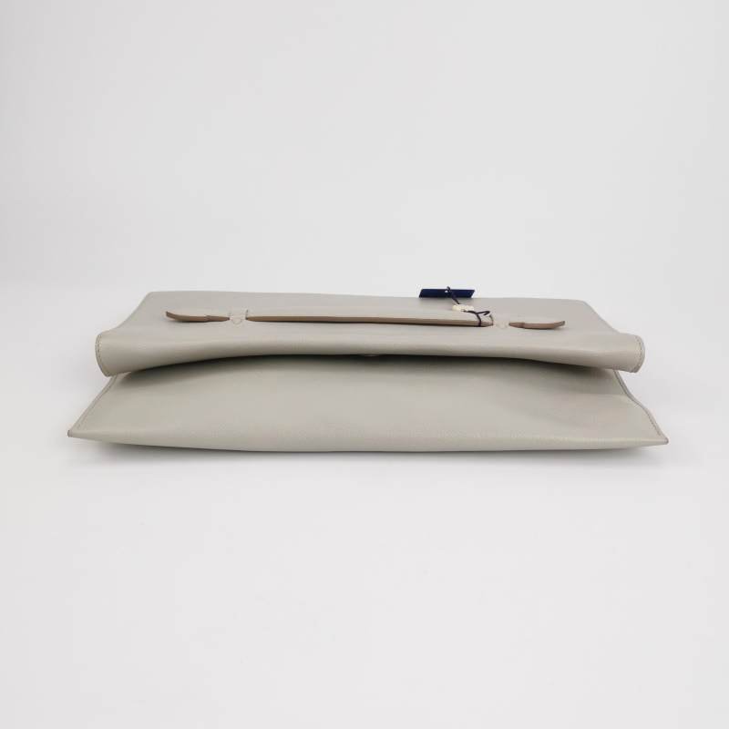 Hermes Pochette Pliplat 手拿包 Evercolor 牛皮 80珍珠灰框R刻-2