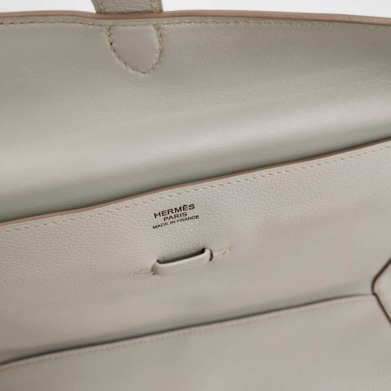 Hermes Pochette Pliplat 手拿包 Evercolor 牛皮 80珍珠灰框R刻-4