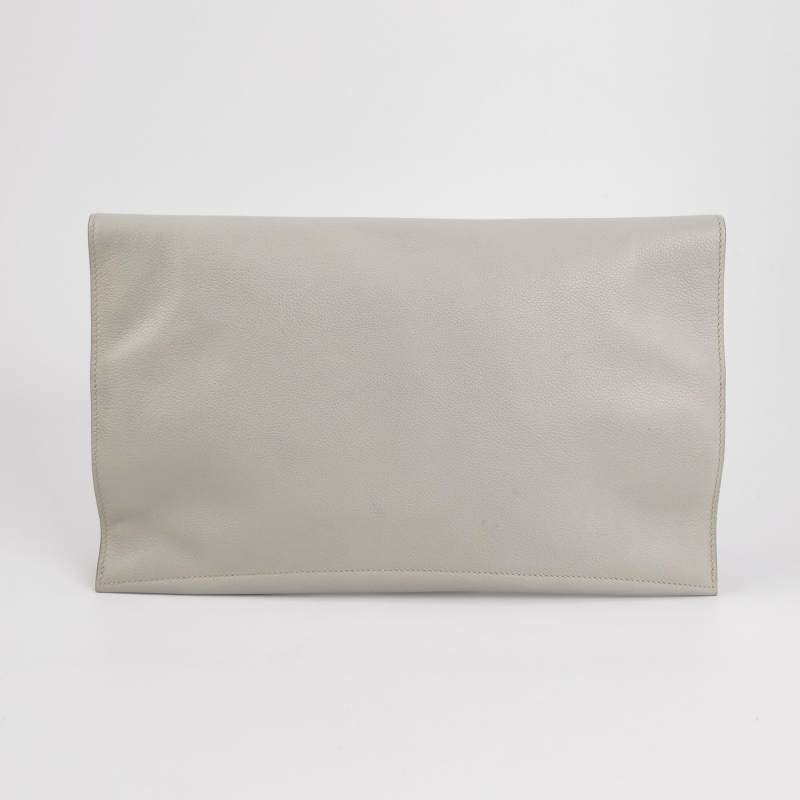 Hermes Pochette Pliplat 手拿包 Evercolor 牛皮 80珍珠灰框R刻-5