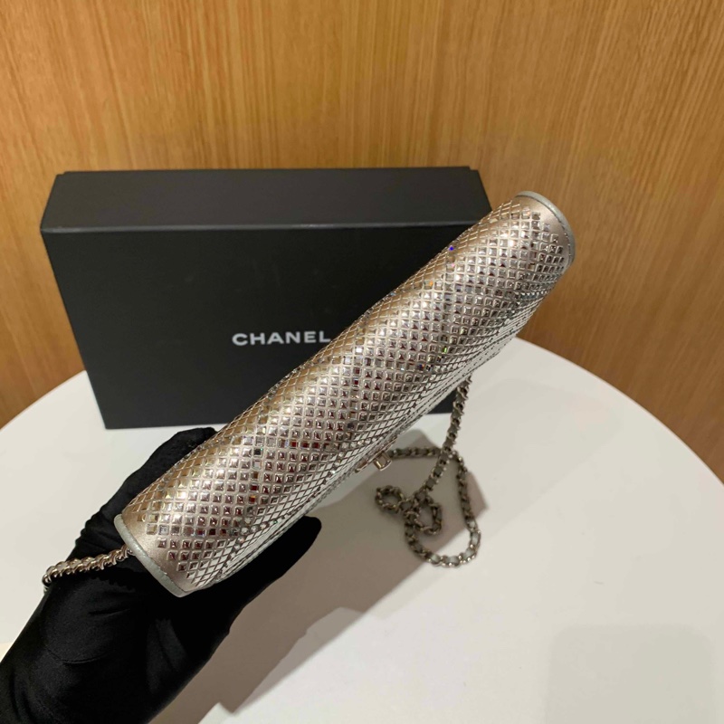 Chanel 22A 滿鑽Woc鏈條包 尺寸約19*12*3.5 芯片款 全皮內里 附件盒子 塵袋-4