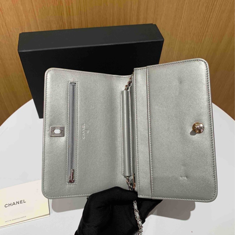Chanel 22A 滿鑽Woc鏈條包 尺寸約19*12*3.5 芯片款 全皮內里 附件盒子 塵袋-7
