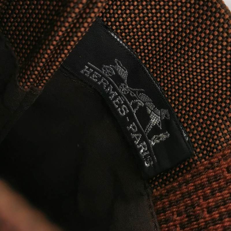 Hermes Herline 尼龍布 條紋 H條紋 斜背包 肩背包 帆布 紅棕色-7